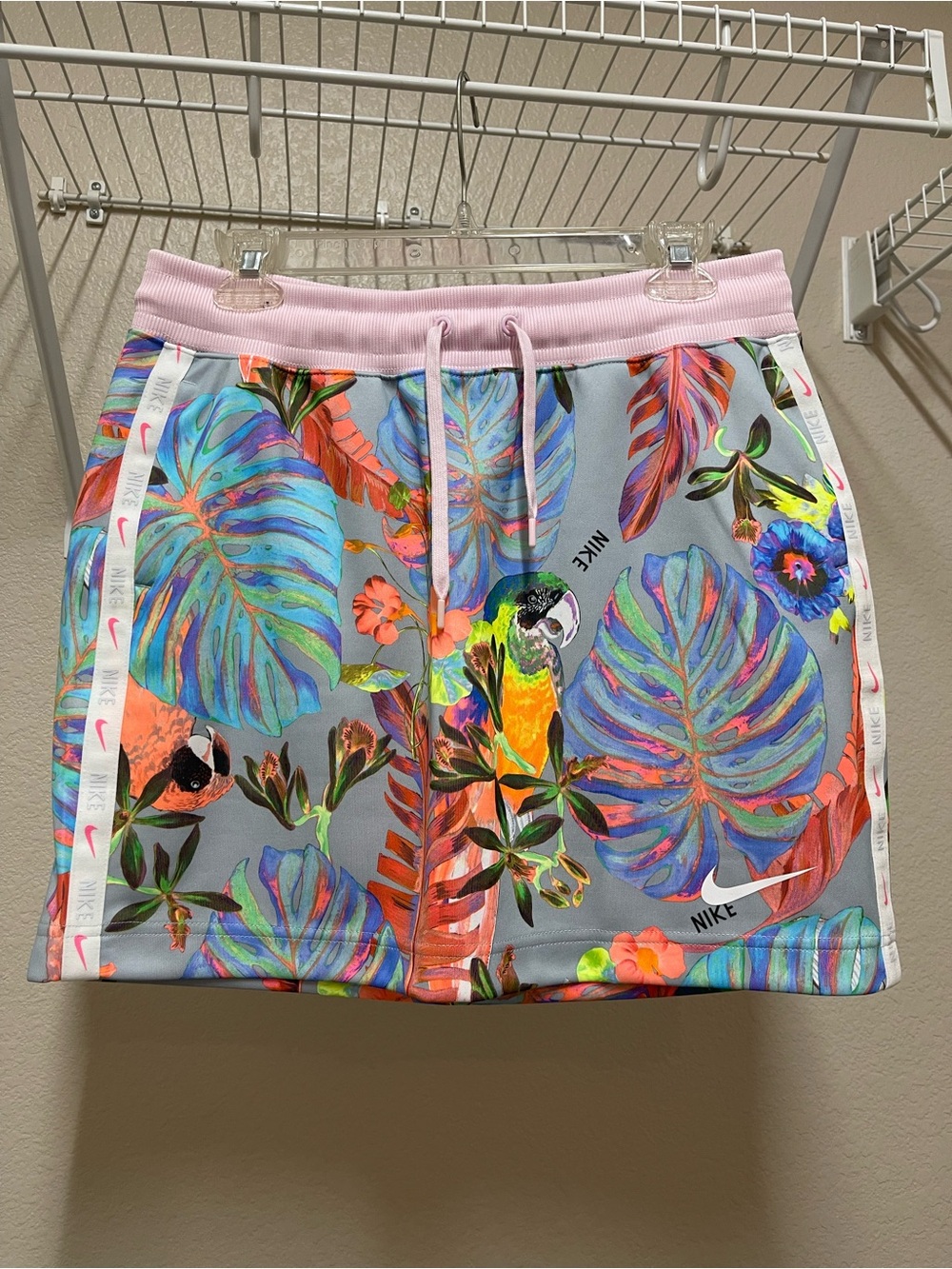 Nike Pink Tropical Leaf Print Cropped Jacket & Mini Skirt Set - Picture 4 of 4